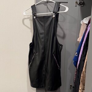 Black Leather Overall Dress